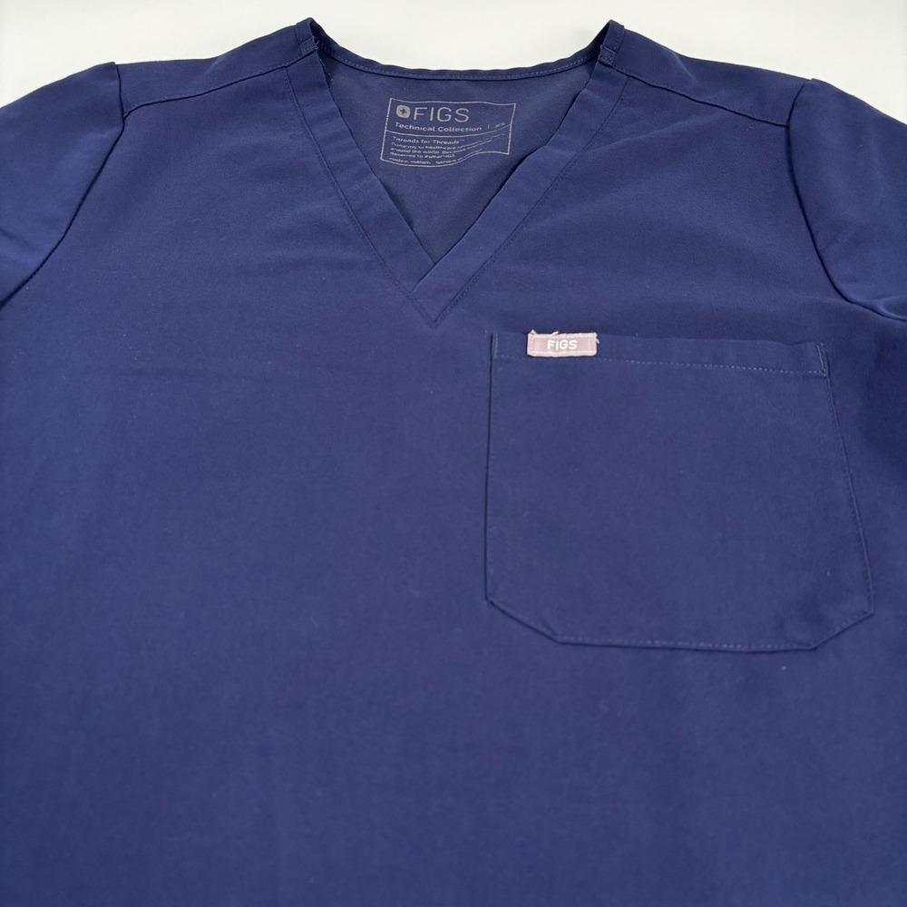 FIGS Women XS Navy Blue Catarina Scrub Top V-Neck Pocket Healthcare Nursing